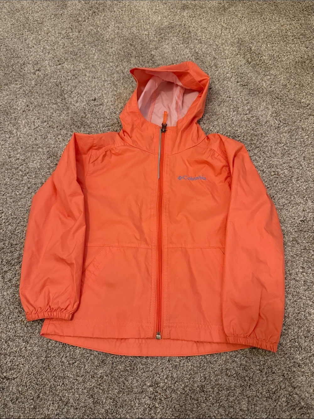 Columbia Coral Orange Kids' Switchback II Rain Jacket hooded xs 4-5